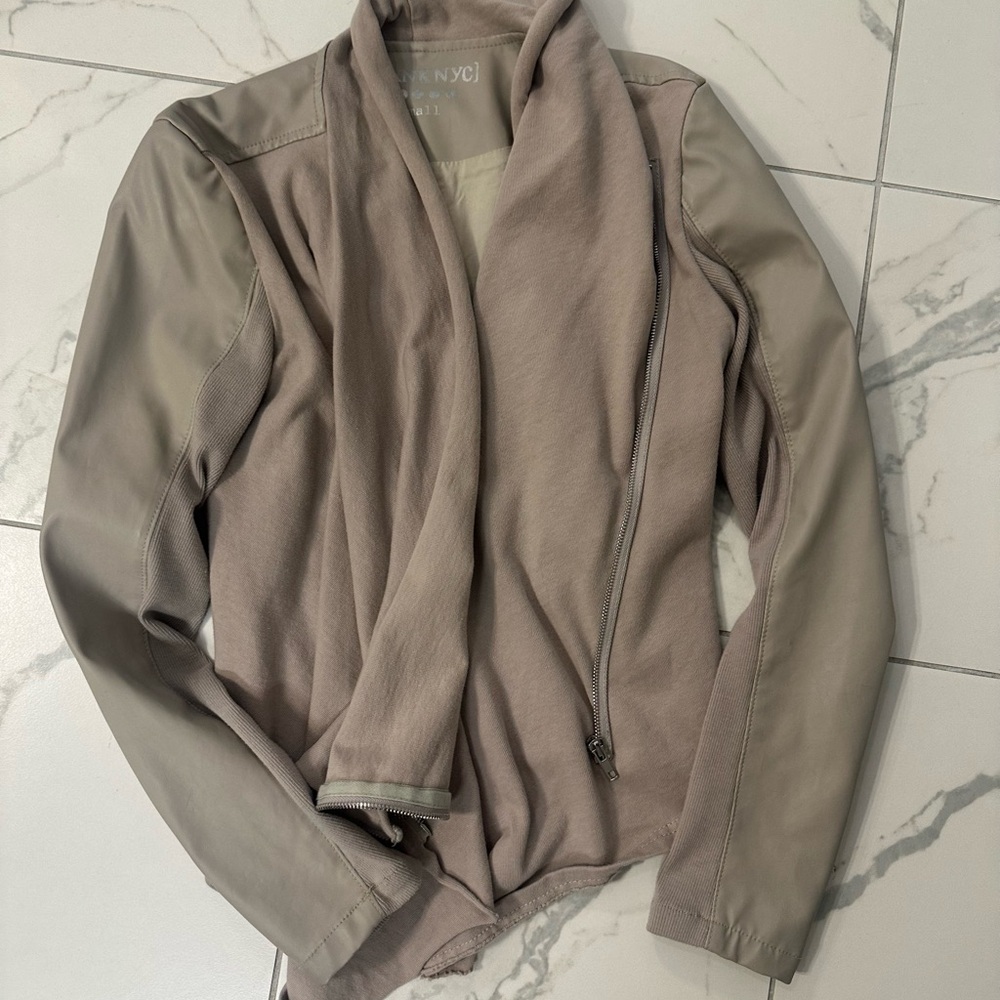 Blank NYC Taupe Mixed-Media Leather Jacket